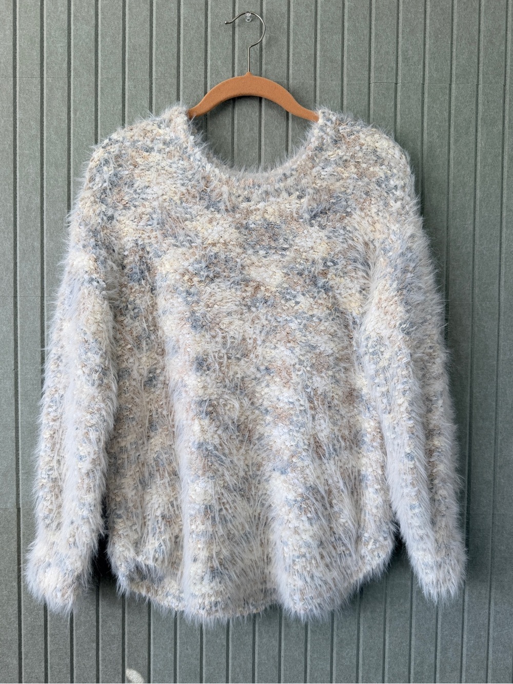 Fuzzy Crewneck Sweater - Cream Multi